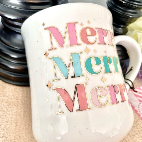 NWT Gold Metallic MERRY MERRY MERRY Ceramic Mug - Picture 3 of 8